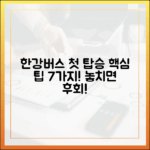 한강버스, 성공적인 첫 탑승 팁 7가지?
