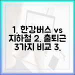 한강버스 vs 지하철: 출퇴근 시간 3가지 비교