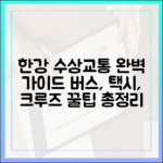 한강 수상교통 완벽 가이드: 버스, 택시, 크루즈 선택법