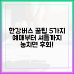 한강버스 꿀팁 5가지: 예매부터 셔틀까지