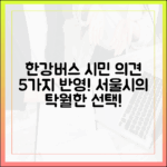한강버스: 시민 의견 5가지 반영, 서울시의 탁월한 선택!