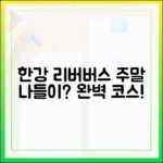 한강 리버버스, 주말 나들이 코스로 완벽할까?