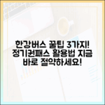 한강버스 3가지 절약 꿀팁: 정기권, 패스 활용!