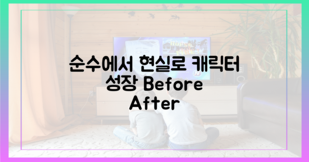 순수→현실, 캐릭터 성장